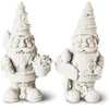 2 Pack Mini Paint Your Own Garden Gnome Statues Unpainted DIY Ceramic Figurines for Kids and Adults (5 in) White Plastic