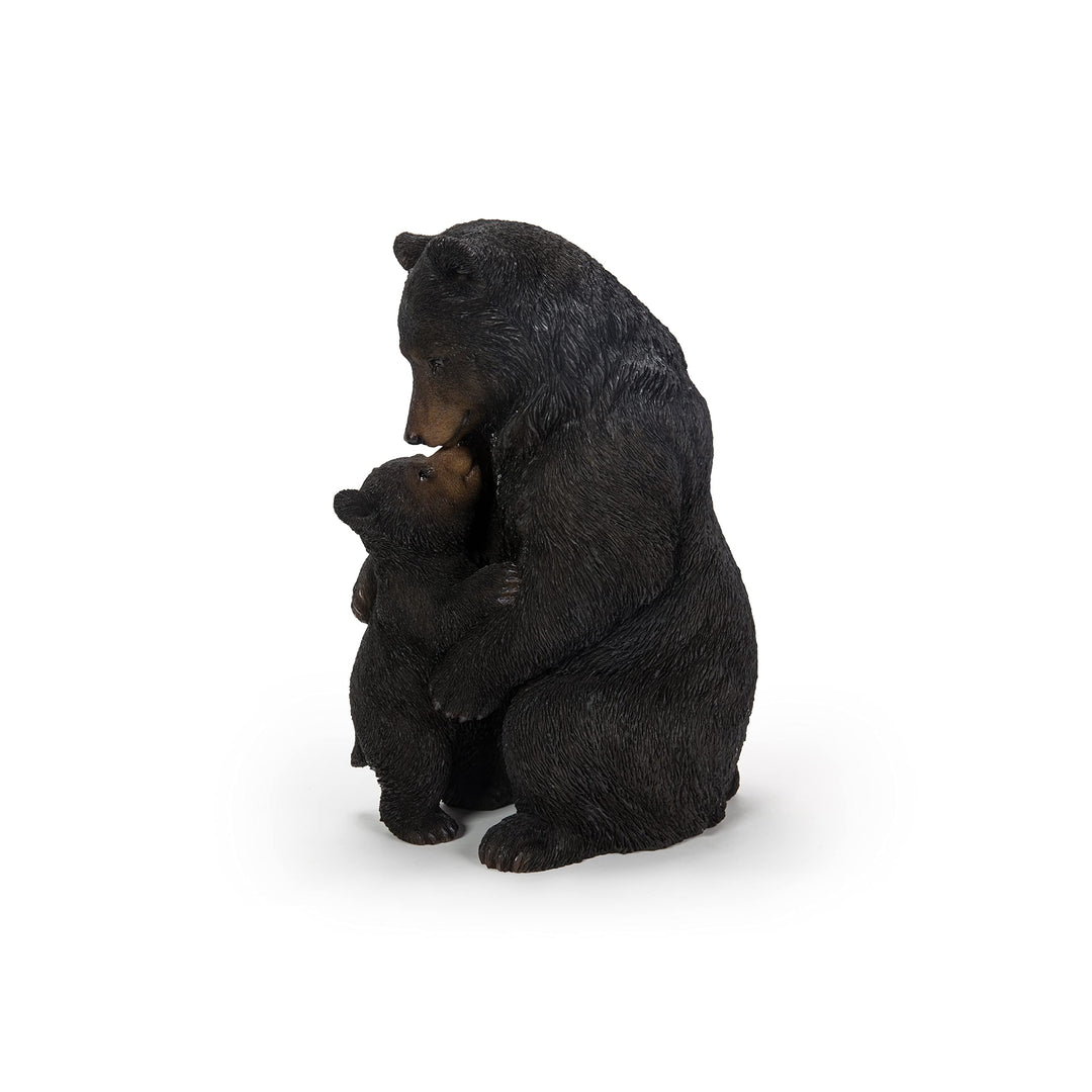 Cuddling Mother and Baby Bear Garden Statue Black