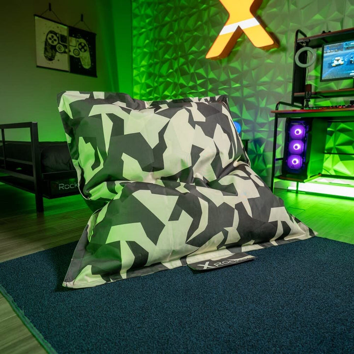 X Rocker XL Gaming Floor Mat Bean Bag Gray Camo Grey Pattern