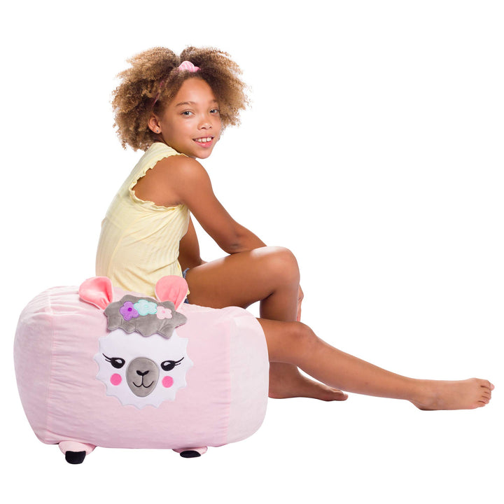 Stuffed Animal Storage Bean Bag Chair Cover only for Kids, Toy Holder