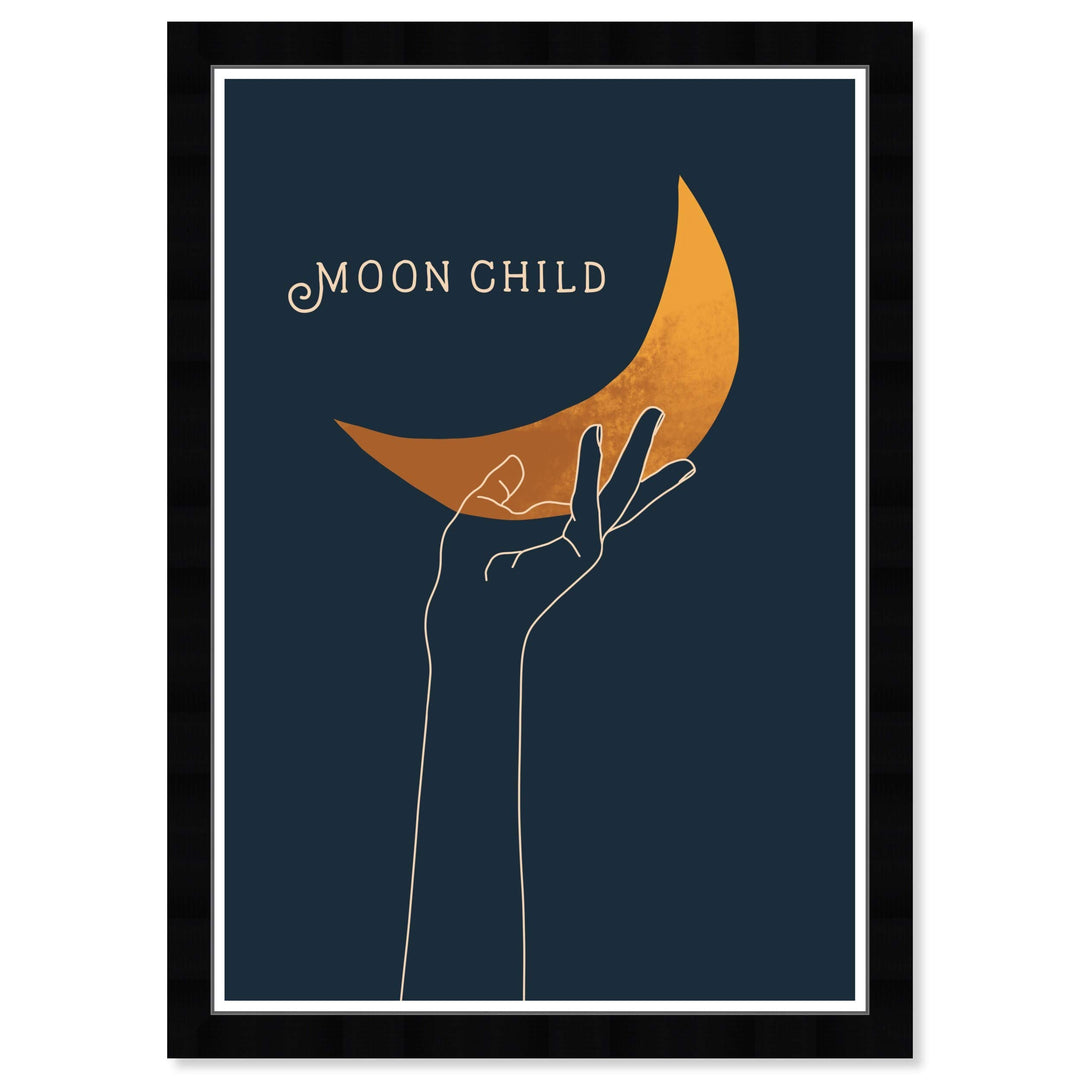 Moon Child' Astronomy and Space Wall Art Framed Print Moons Gold