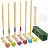 ix Player Croquet et with Premium Rubber Wooden 28in Colored Balls