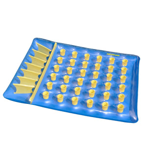 78" Inflatable Blue and Yellow Water Sports 36 Pocket Double Pool Mattress Plastic