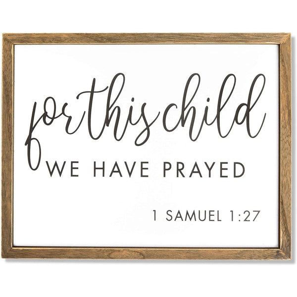 Religious Wall Art 1 27 for This Child We Prayed (15 X 11.75 in) Brown Wood Finish