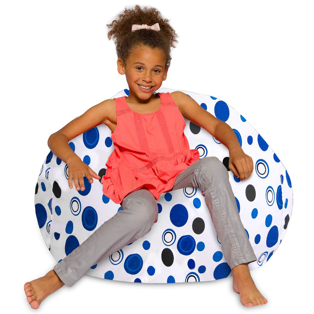 Posh Creations Bean Bag Chair for Kids, Teens, and Adults Includes Removable and Machine Washable Cover, 38in - Large, Canvas White Stars on Pink