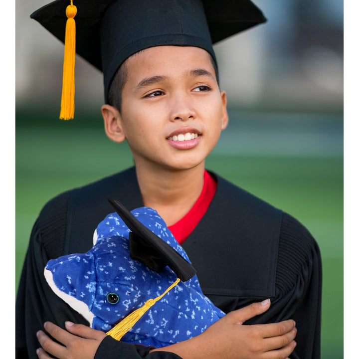 Spotted Blue Ray Graduation Plush Toy with Cap 17 Inches Black