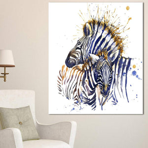 8' x 12 Purple Blue Zebra Pattern Wall Art Rectangle, Black White Zoo Animal Theme Hanging Picture Geometric Watercolor Painting Horses Patterned Wood Plaque Horse Baby Zebras French Country, Canvas