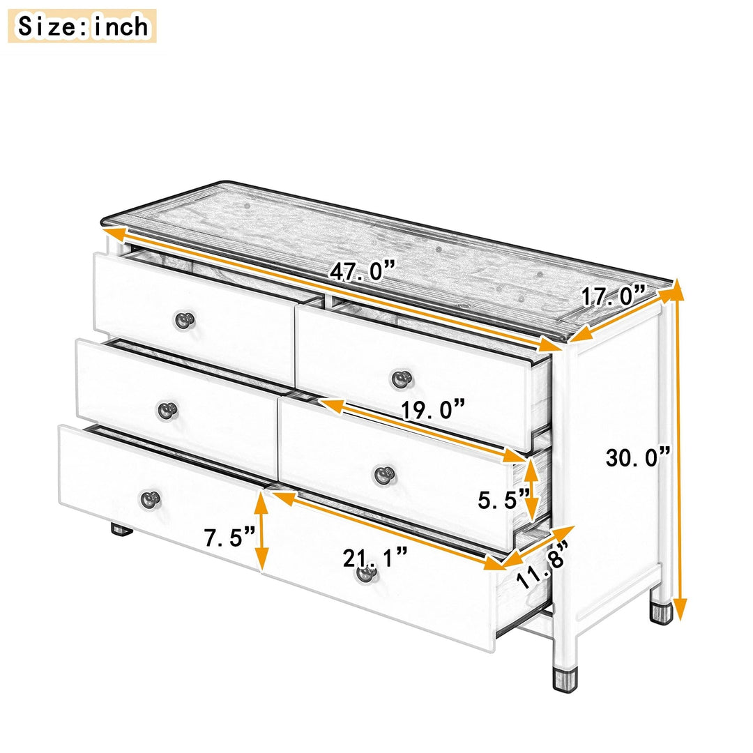 Wooden Storage Dresser with 6 Drawersstorage Cabinet for Kids