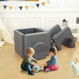 8pcs Modular Kids Play Couch Child Sectional Sofa Grey Modern