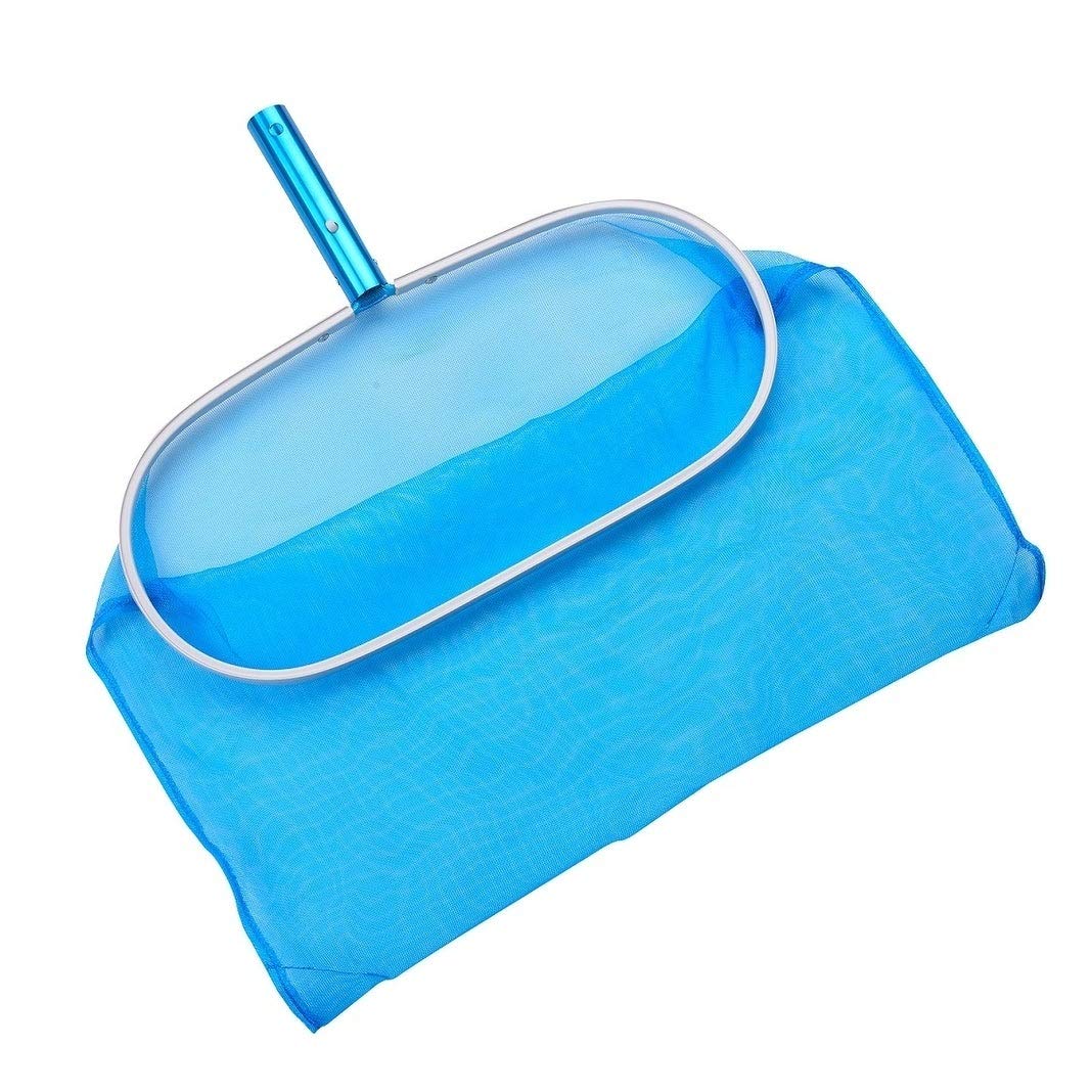 Deep Pool Bag Rake with -Resistant Mesh Blue Plastic