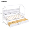 Wooden Twin Size House Bed with 2 Drawers Kids Storage Shelf White