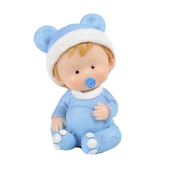 Set of 12 Baby Boy with Pacifier Figurine Blue Shower 3in 3