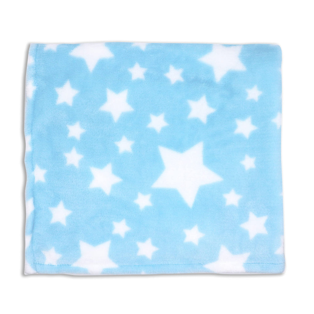 3 Stories Trading Co Plush Fleece Star Print Baby Blanket Blue