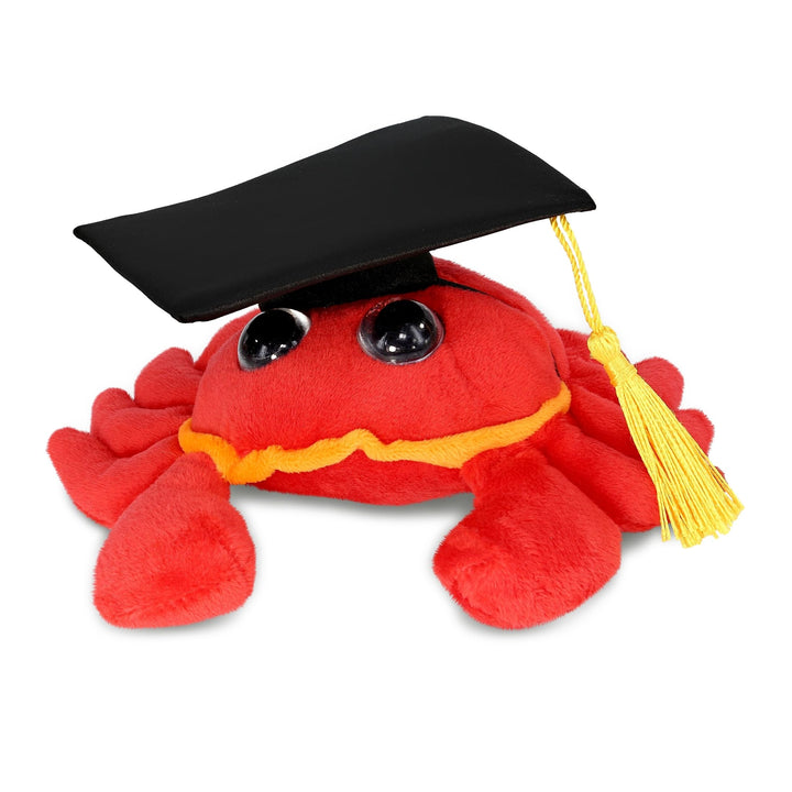 Red Crab Graduation Plush Toy with Cap 6 Inches Black Polyester