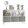 Kids Bookcase with Collapsible Fabric Drawers 35.43 * 11.02 * 23.6 Grey Classic MDF Wood Finish