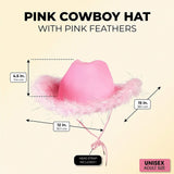 Hot Pink Cowboy Hat With Feathers For Women Fluffy Halloween Costume