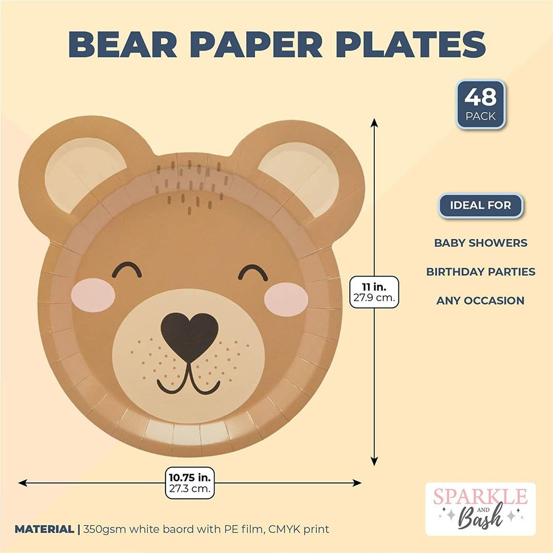 Bear Paper Plates Baby Shower Decorations (9 X 10 In 48-pack) Brown