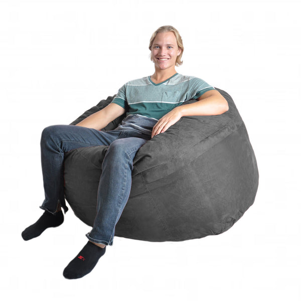 SLACKER sack 4-Feet Foam Microsuede Beanbag Chair, Large, Charcoal Grey