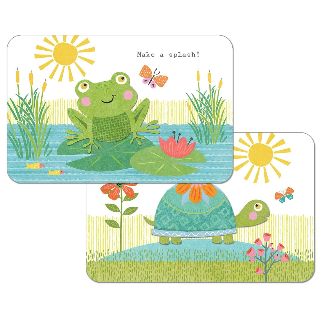 Reversible Wipe-Clean Placemats Set of 4 Kids Pond Life Multi Color Rectangle Plastic