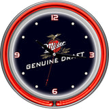 Genuine Draft 14 Inch Neon Wall Clock Metal Plastic