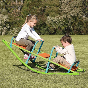 Kids Seesaw 3-Person Metal Age 3-10 59.44" l X 18.11" w 20.47" h Green