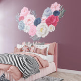 Oversized Flowers Blue and Pink Wall Stickers Decals Multi