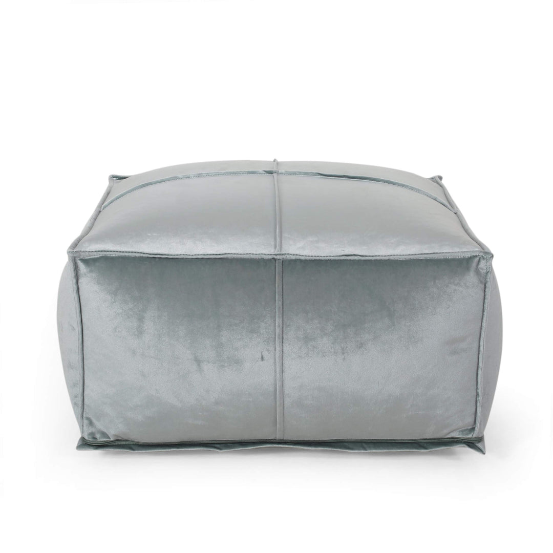Christopher Knight Home Harrison Modern Glam Velvet Square Bean Bag Ottoman, Seafoam Blue