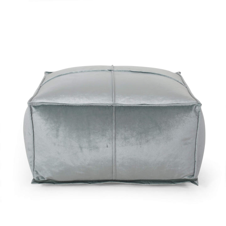 Christopher Knight Home Harrison Modern Glam Velvet Square Bean Bag Ottoman, Seafoam Blue