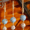 74" Long Porcelain Ball Garland in Baby Blue and Ivory Sakura 4" X