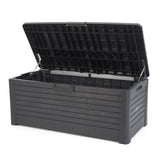 Toomax Florida Weatherproof Lockable Deck Storage Box Bench for Outdoor Pool Patio Garden Furniture and Indoor Toy Bin Container Anthracite