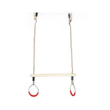 Kids Trapeze Swing Bar with Rings Hanging Ropes Wood