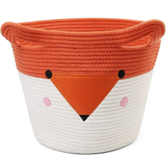 Cotton Rope Nursery Storage Woven Basket Orange White