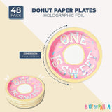 Donut Paper Plates For 1st irthday Party (7 In 48 Pack) Multi Color