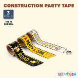 3 Rolls of Under Construction Tape for Birthday Decorations 3" Wide