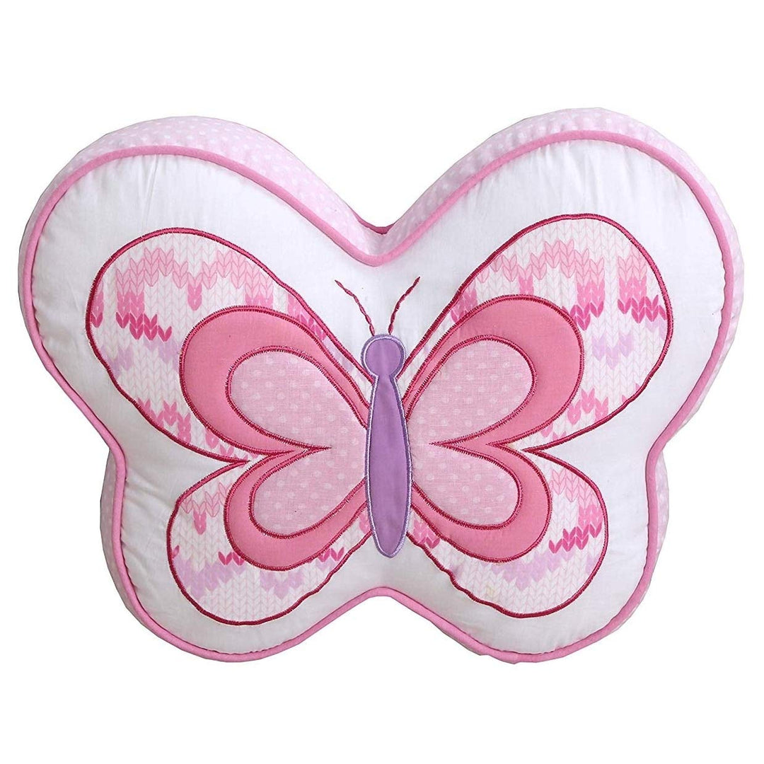 Pink Butterfly Decorative Throw Pillow Purple White Animal Casual Children's Cotton Polyester One Embroidered