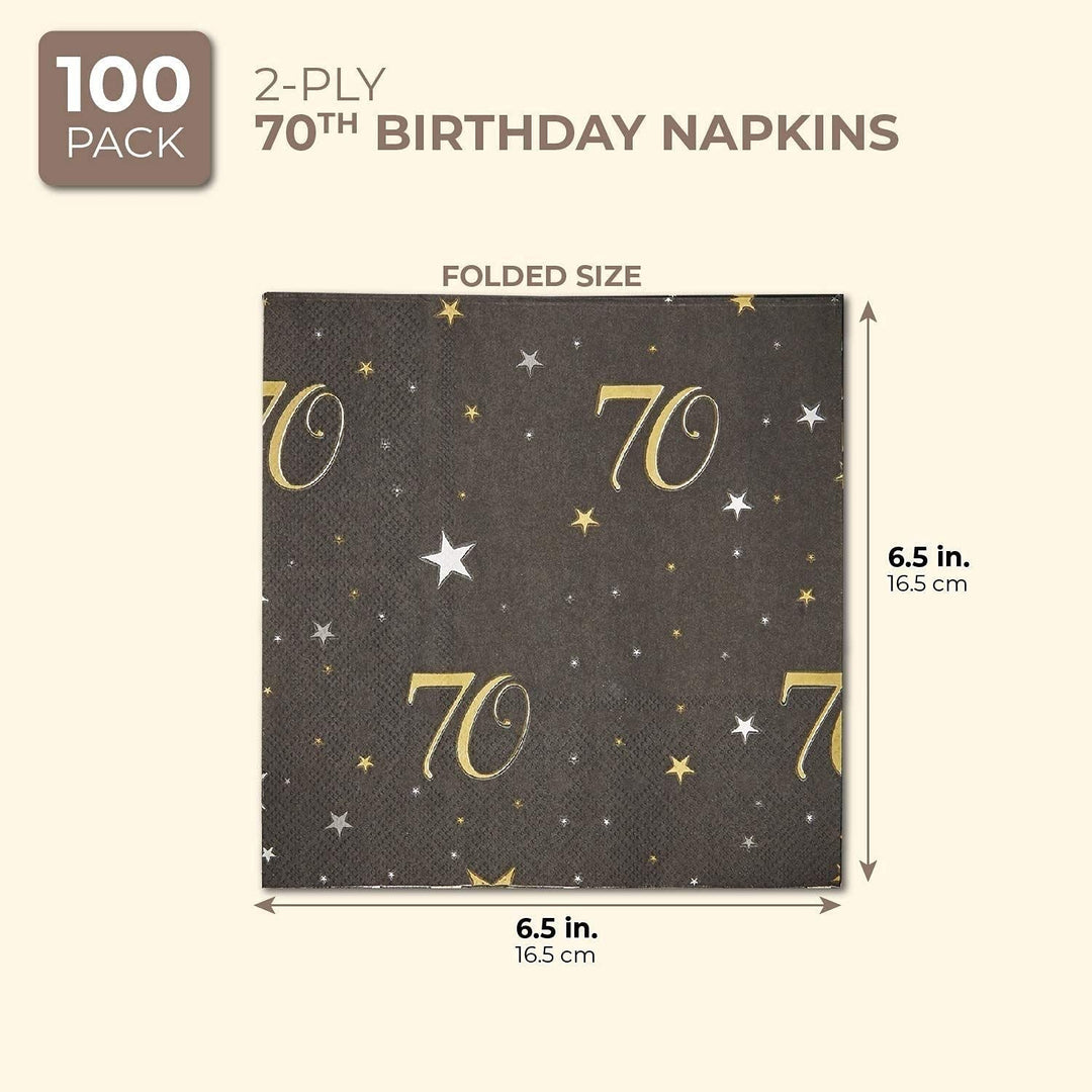 Pack 70th Themed Paper Napkin 6.5" for Birthday Or Anniversary