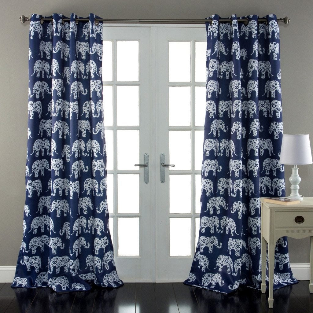 Girls Elephant Parade Cloud Window Curtain Set