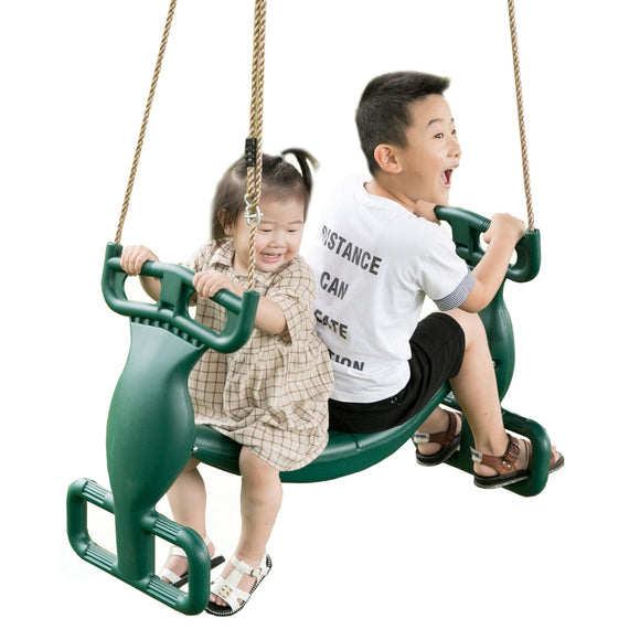 Plastic Double Glider Playground 2 Person Swing Green