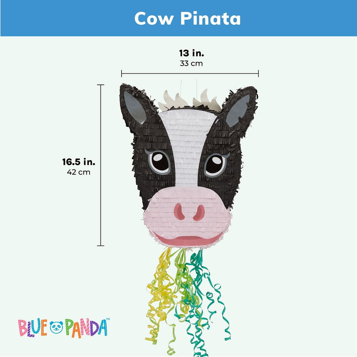 Cow Pull String Pinata for Farm Birthday Party Decorations (16.5 X 13 3 in) Multi Color Wood