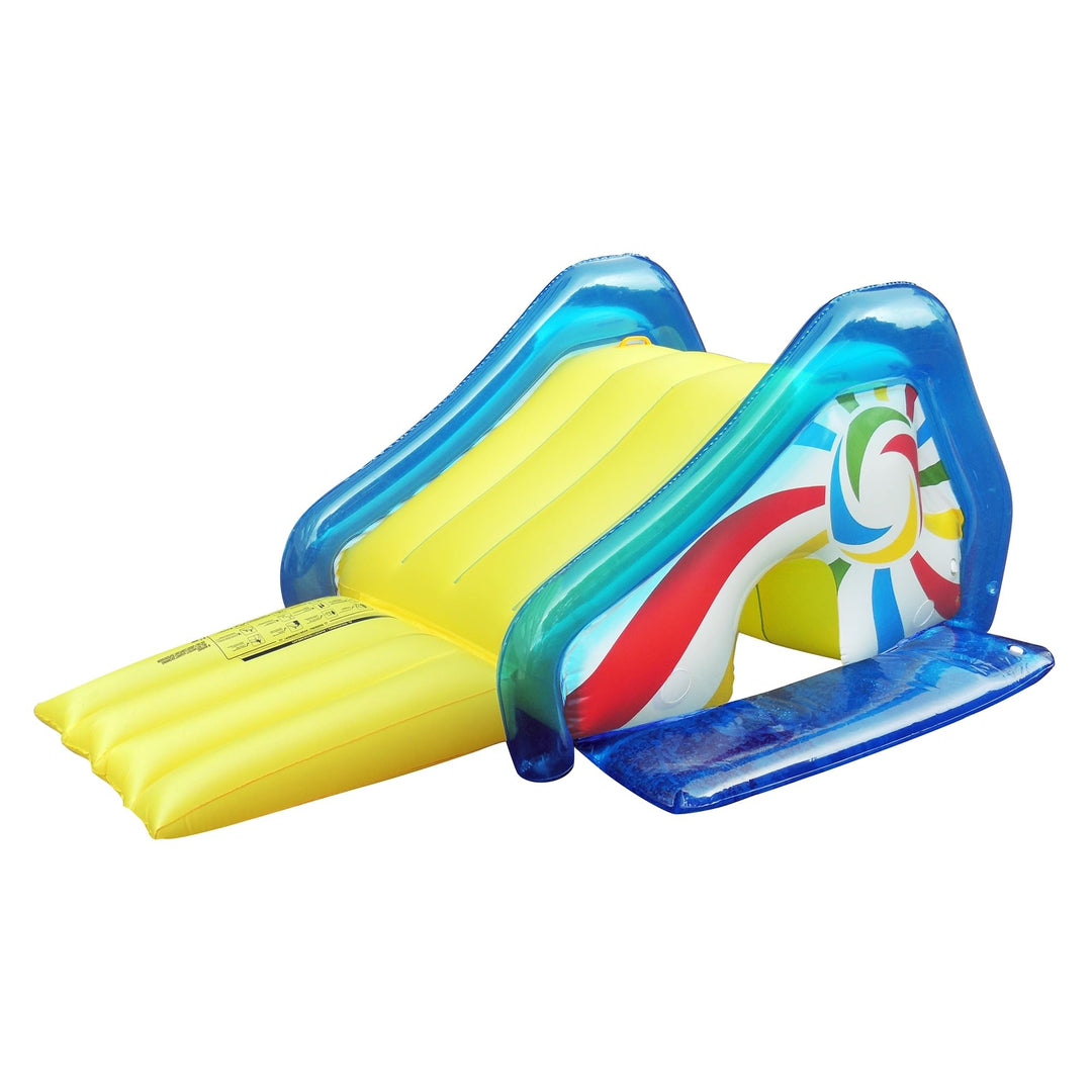 Yellow and Blue Pool Side Slide with an Attached Sprayer 98-inches Plastic