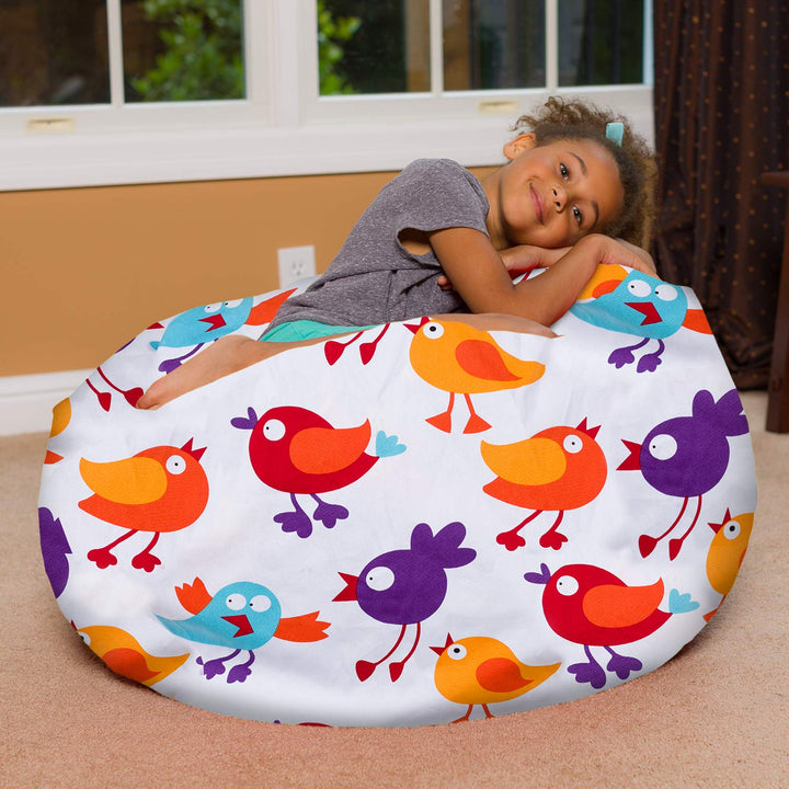 Posh Beanbags Bean Bag Chair Large-38in Canvas Birds