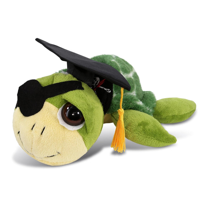 Green Pirate Sea Turtle Graduation Plush with Cap Tassel 10.5 Inches Black Polyester