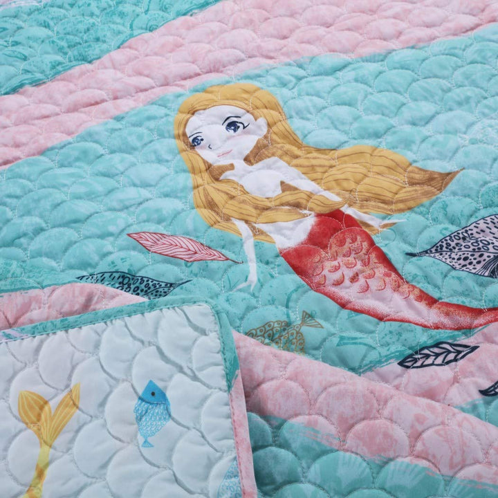 50 X 60 Kids Blue Pink Mermaid Throw Blanket Novelty Animal Print