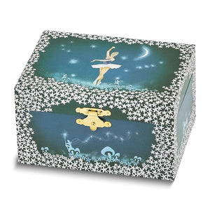 Childrens Star Filled Sky Themed Graphic Wrap Mirror Twirling Ballerina Music Box (Plays Blue Danube) Traditional Metal