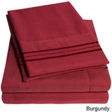 Girls Burgundy Red Embroidered Stripe Sheet Twin Set, Dark Red Color Solid Pattern Design Kids Bedding, Luxurious Colorful Traditional Teen Themed, Polyester Microfiber