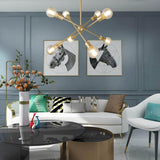 Modern Gold 8-Light Sputnik Chandelier for Dining Room Kids Bedroom