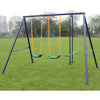 Metal Swing Set Outdoor with Glider for Kids Blue Toddler