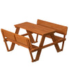 Wooden Kids Picnic Table Bench with Backrest Outdoor Children's Backyard Crafting Dining and Playtime Patio Brown Traditional Wood Stained