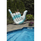 Inflatable Swimming Pool White and Blue Hang Loose 2 Lounger Ages 7 Up