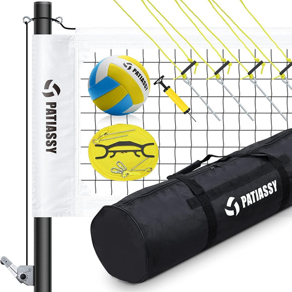 32ft Portable Professional Outdoor Volleyball Net Set with Adjustable Height Poles White